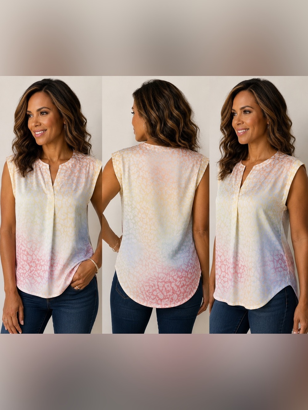 Go Cashmere 100% Silk Pastel Muted Leopard Print Blouse NWT Size 36 Sm ( $245)